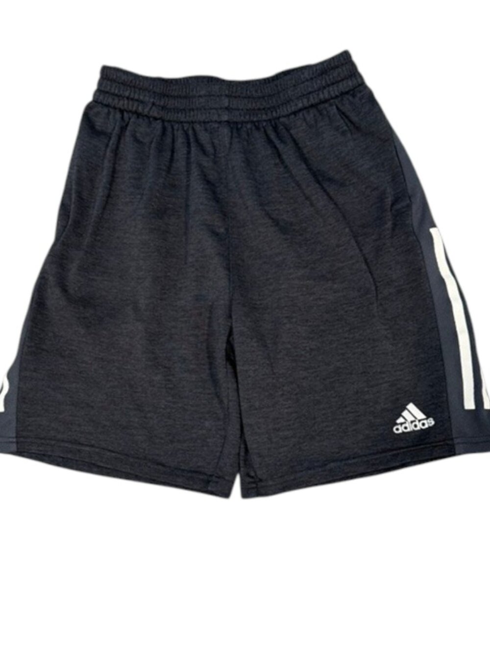 Adidas Boys Charcoal Gray 3 Stripe Athletic Shorts Large 14-16